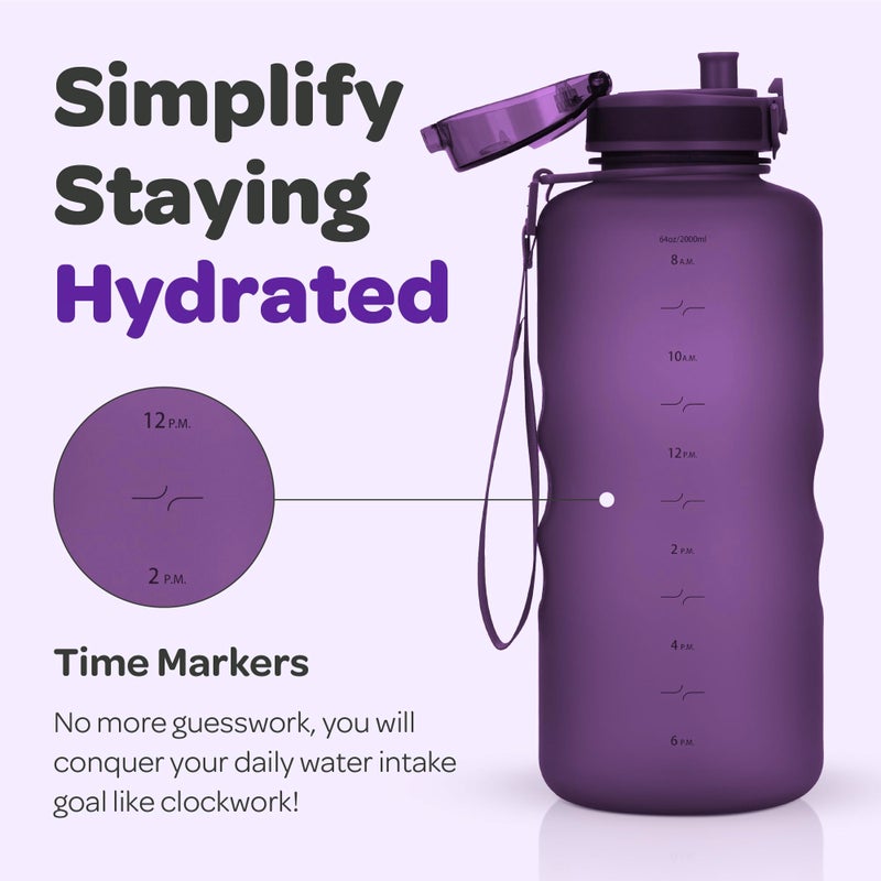 Hydracy 2L Large Water Bottle  100% BPA Free Tritan Plastic  Leakproof  Zero Condensation  Motivational Timeline  Safe  Non-Toxic  Durable  Smart Design - Image 2