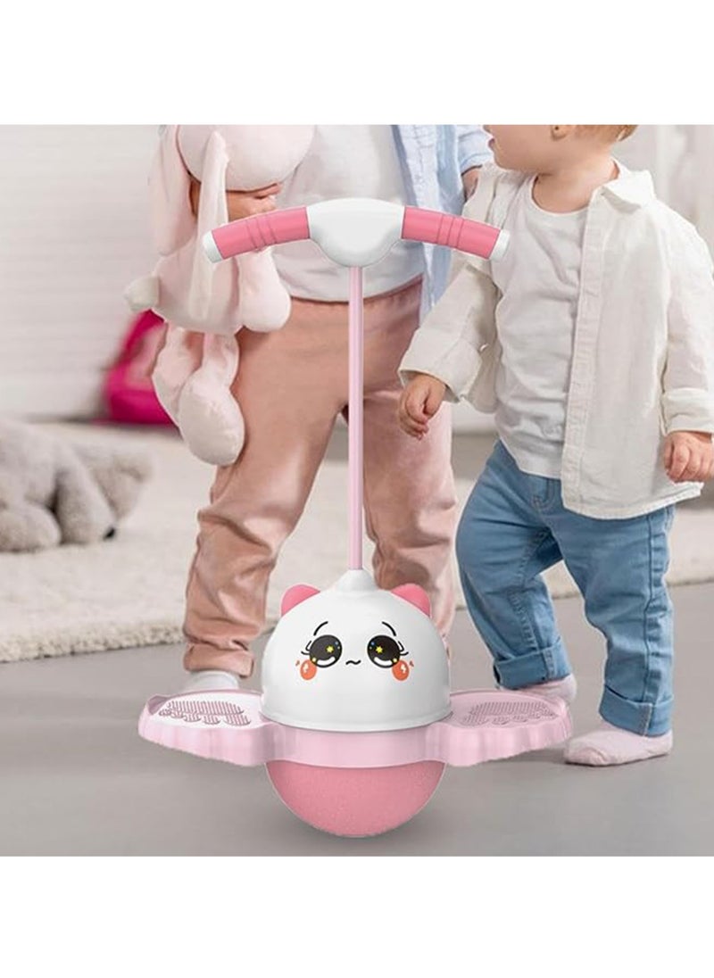 Rabbit Ball for Kids and Adults, Handle Ball, Exercise Stick for Kids, Stepping Stone Accessory for Balance Exercises for Girls - Pink Panda Pattern  - Image 2