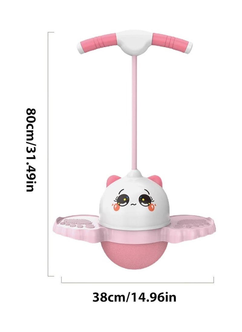 Rabbit Ball for Kids and Adults, Handle Ball, Exercise Stick for Kids, Stepping Stone Accessory for Balance Exercises for Girls - Pink Panda Pattern  - Image 3