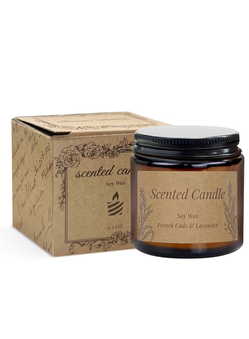 شموع معطرة، شمعة شمع الصويا للعلاج العطري، شمعة معطرة للمنزل والسبا والاستحمام واليوغا والسفر، مجموعة هدايا شموع معطرة، 3.5 أونصة (برائحة النعناع المنعش واللافندر) - Image 1