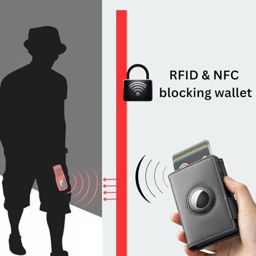 Bracevor Popup Card Holder Trifold Leather Wallet with airtag Holder for Men Women - Grey | RFID Protection | Air tag Slot + Cash + Card Storage | Magnetic Closure - Image 5