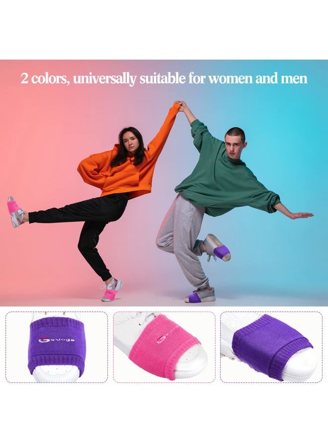 Geyoga 2 Pairs Pack Over Sneaker Dance Socks Rose Red Purple Shoe Socks Dance Shoe Covers Shoe Sliders for Dancing Dance Socks for Smooth Floors Women Men Dancers Exercise - Image 4