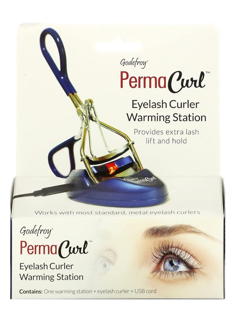 Godefroy PermaCurl Eyelash Curler Warming Station – Complete Kit with Station, Curler, and Portable USB Cord - Image 1