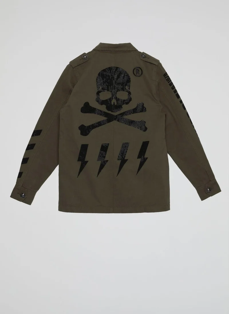 PHILIPP PLEIN Olive Skull Parka (Kids)