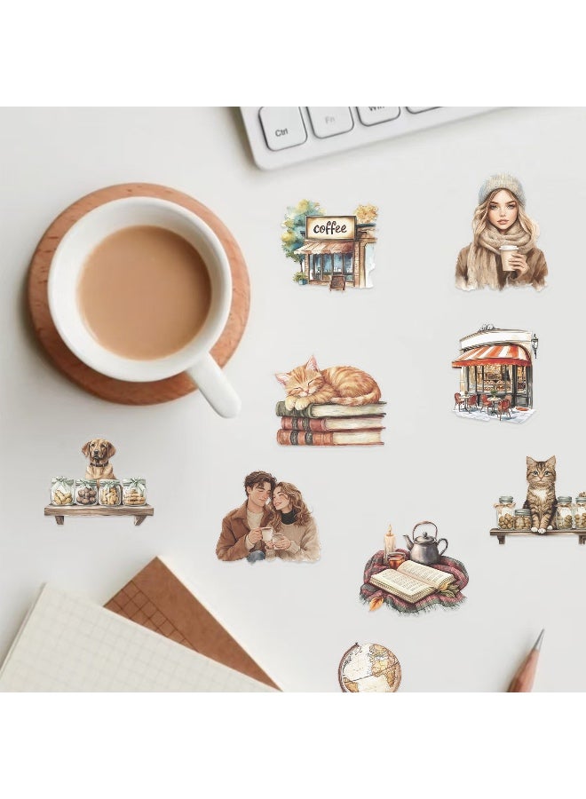 50 قطعة من ملصقات الموضة الكلاسيكية الشفافة لسكرابوكينغ، ملصقات ذاتية اللصق مقاومة للماء، ملصقات مقهى وقهوة كلاسيكية، عروض على لوازم صناعة بطاقات المجلات والرسائل بنفسك - Image 5