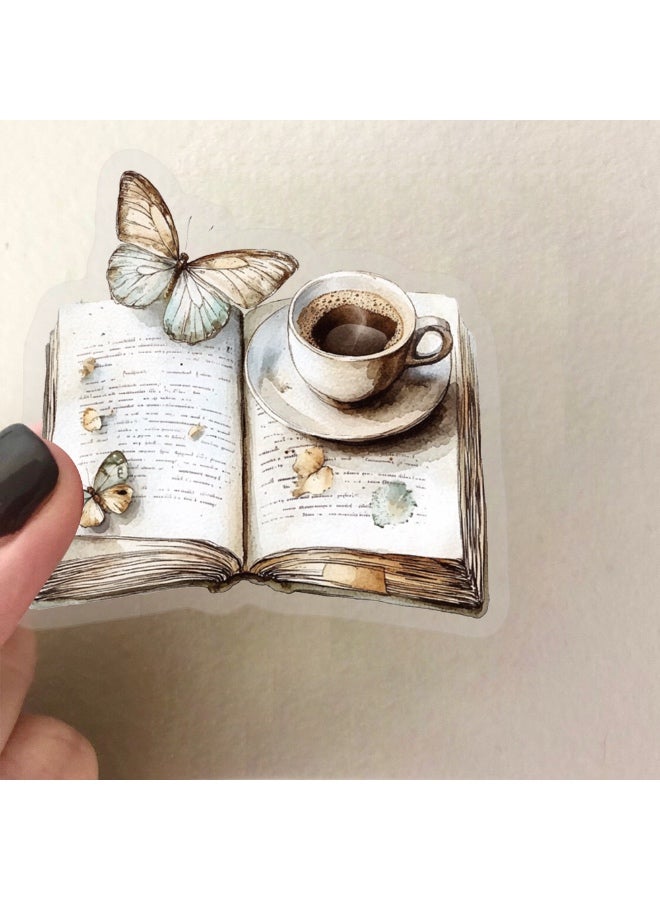 50 قطعة من ملصقات الموضة الكلاسيكية الشفافة لسكرابوكينغ، ملصقات ذاتية اللصق مقاومة للماء، ملصقات مقهى وقهوة كلاسيكية، عروض على لوازم صناعة بطاقات المجلات والرسائل بنفسك - Image 4