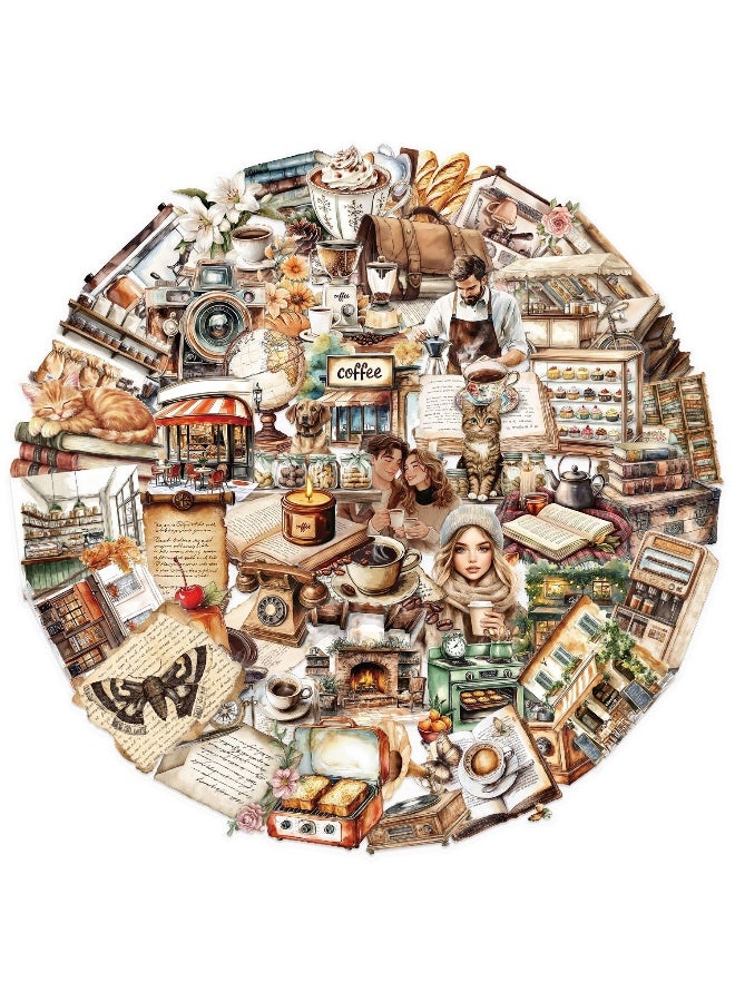 50 قطعة من ملصقات الموضة الكلاسيكية الشفافة لسكرابوكينغ، ملصقات ذاتية اللصق مقاومة للماء، ملصقات مقهى وقهوة كلاسيكية، عروض على لوازم صناعة بطاقات المجلات والرسائل بنفسك - Image 1