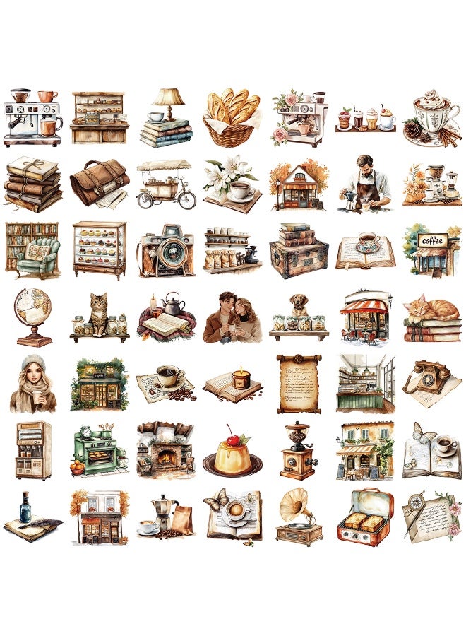 50 قطعة من ملصقات الموضة الكلاسيكية الشفافة لسكرابوكينغ، ملصقات ذاتية اللصق مقاومة للماء، ملصقات مقهى وقهوة كلاسيكية، عروض على لوازم صناعة بطاقات المجلات والرسائل بنفسك - Image 2