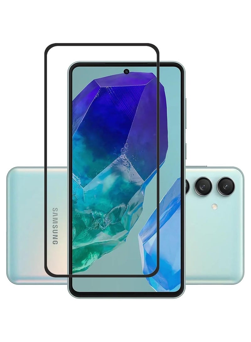 Muzz For Samsung Galaxy M55 Screen Protector, Full Glue, Bubble Free, Anti-Scratch, Anti-Fingerprint, 9H Hardness 3D Curved Edge Tempered Glass Screen Protector for Samsung Galaxy M55 5G (5D Black) - Image 1
