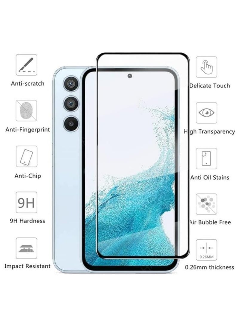 Muzz For Samsung Galaxy M55 Screen Protector, Full Glue, Bubble Free, Anti-Scratch, Anti-Fingerprint, 9H Hardness 3D Curved Edge Tempered Glass Screen Protector for Samsung Galaxy M55 5G (5D Black) - Image 2