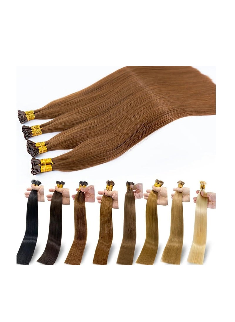 Estelle I Tip Hair Extensions Human Hair, Remy Brazilian Virgin Hair Invisible Itip Hair Extensions 100% Real Human Hair Keratin I Tip Pre Bonded Extension 24inch 50g/pack (darkbrown)  - Image 2