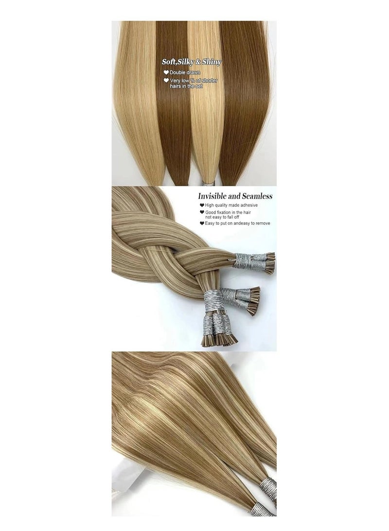 Estelle I Tip Hair Extensions Human Hair, Remy Brazilian Virgin Hair Invisible Itip Hair Extensions 100% Real Human Hair Keratin I Tip Pre Bonded Extension 24inch 50g/pack (darkbrown) - Image 5