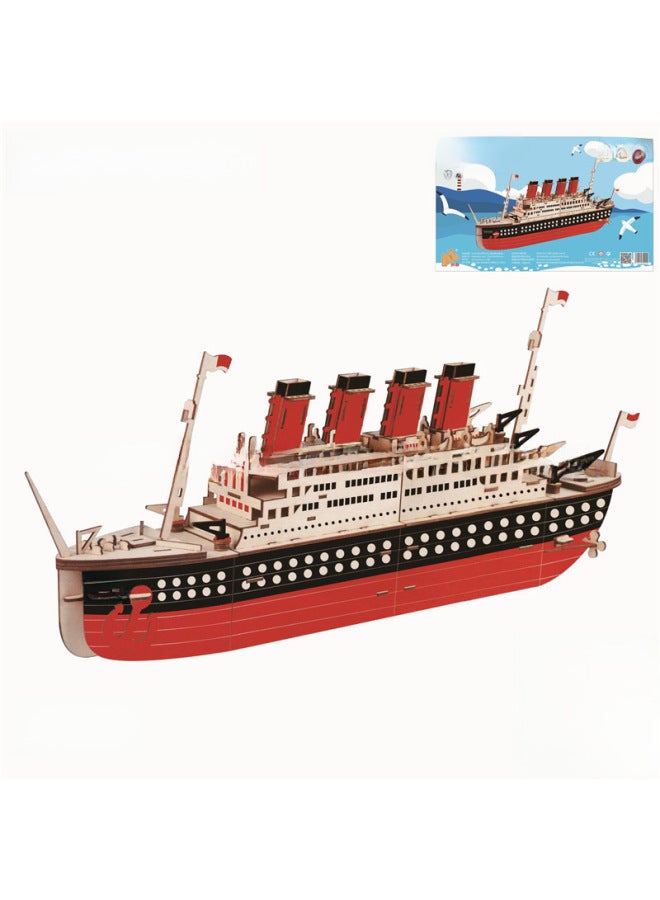 Laser Cutting Ancient Building Model Handmade Three-dimensional Wooden Puzzle Antique Series Toys Wholesale-Color:Titanic (Qiao Wood Laser Board)  - Image 4