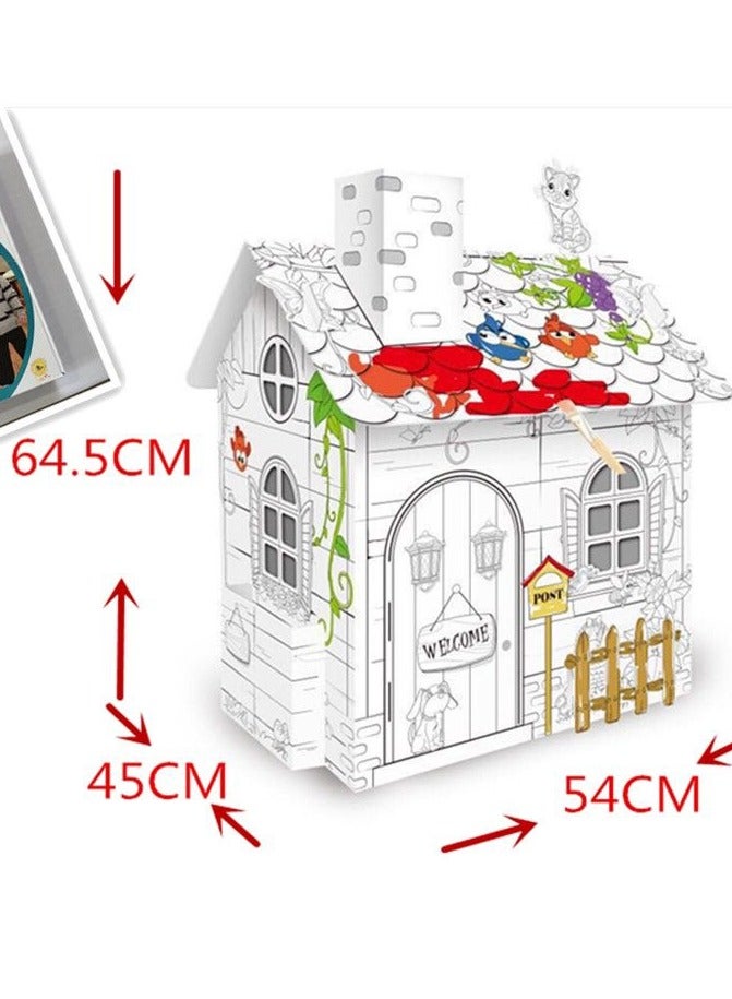 Doodle Painting House Toy 3d Cardboard Puzzle  - Image 2