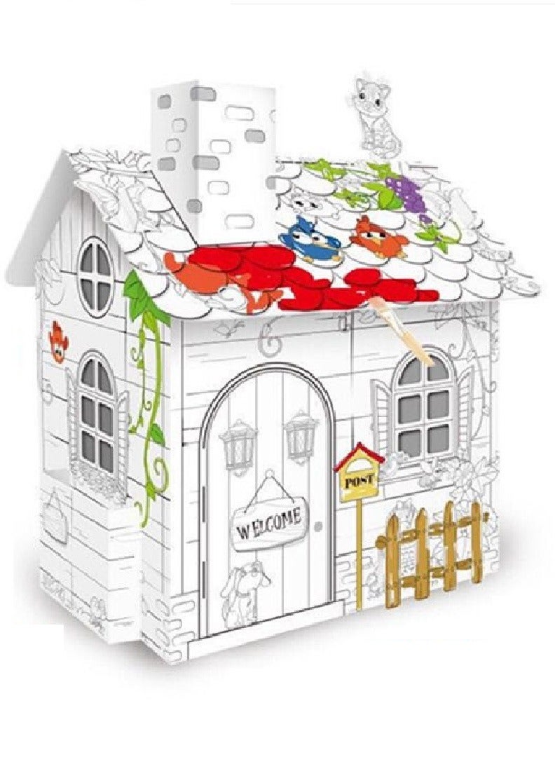 Doodle Painting House Toy 3d Cardboard Puzzle  - Image 1