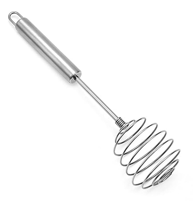 ARQIVO® 1 Pcs Stainless Steel Egg Beater Spring Coil, Hand Push Whisk Blender, Egg Whisk, Milk Frother, Rotating Push Mixer Stirrer for Whisking, Beating, Stirring (Egg Beater) - Image 1