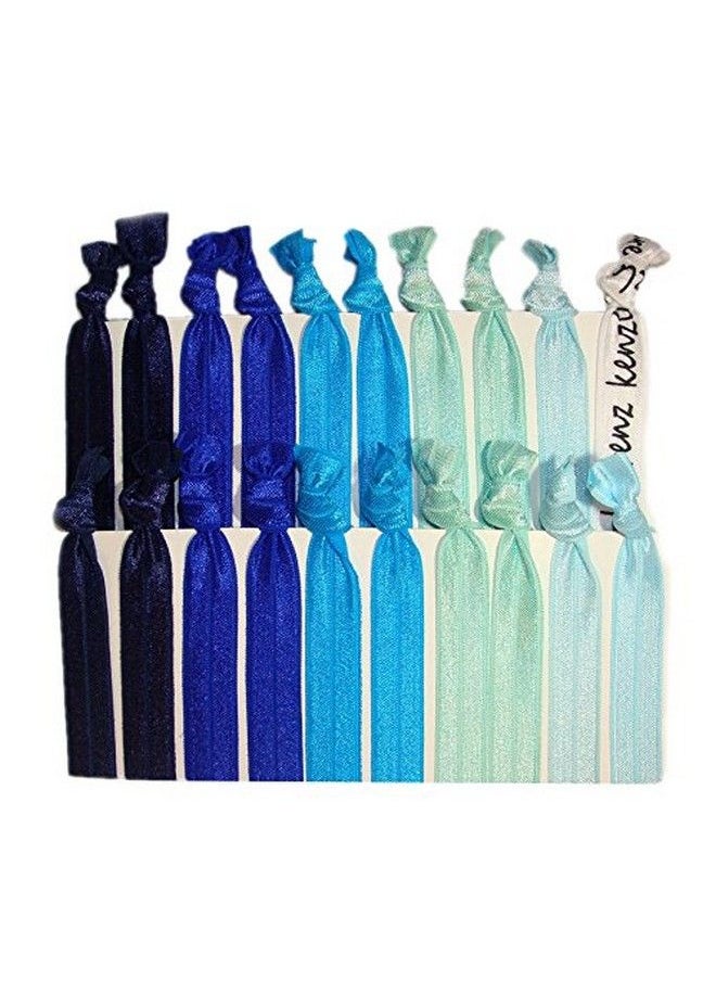 Kenz Laurenz Hair Ties Ponytail Holders 20 Pack"Blue Ombre" No Crease Ouchless Elastic Styling Accessories Pony Tail Elastics Holder Ribbon Bands By  - Image 3