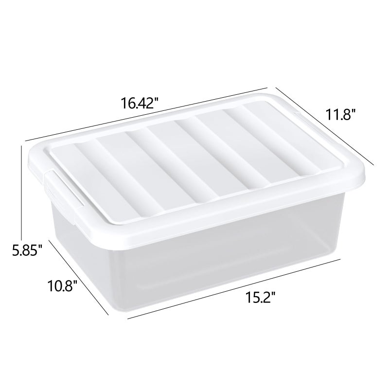 Yesdate 14 L Clear Storage Box, 2-Pack Plastic Latching Bin with White Lid - Image 2
