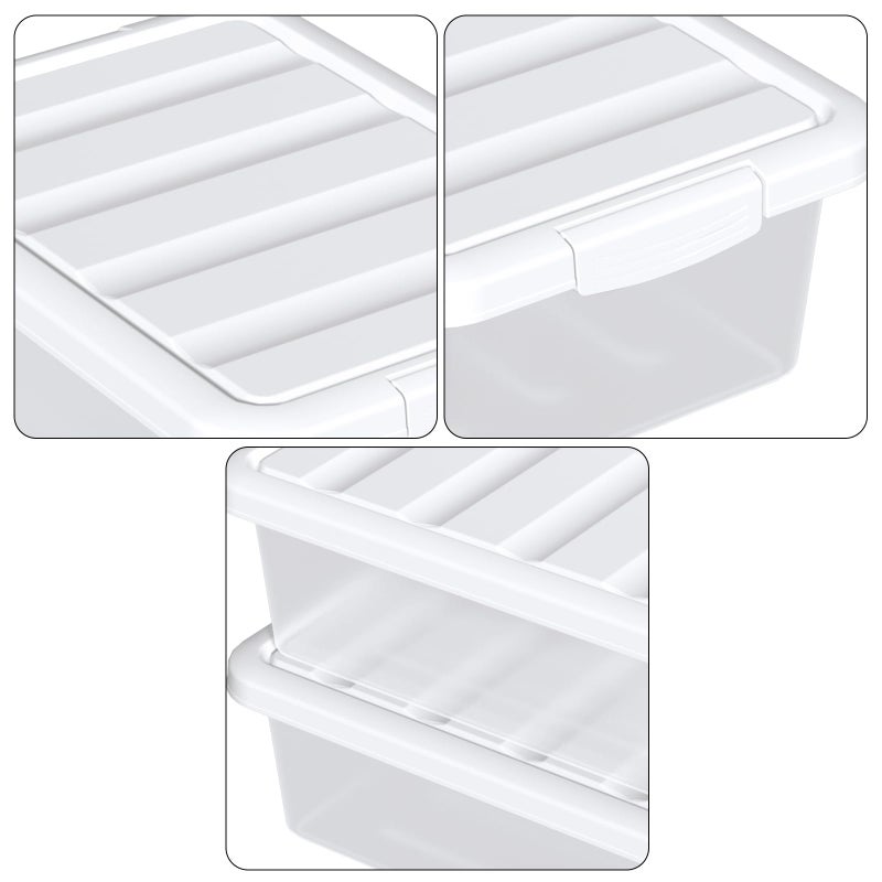 Yesdate 14 L Clear Storage Box, 2-Pack Plastic Latching Bin with White Lid - Image 3