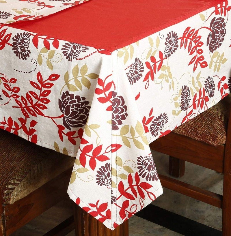 Dekor World Polyester Blend Floral Printed Table Cover with Place Mat & Napkin - Brown, 25 Piece - Image 4
