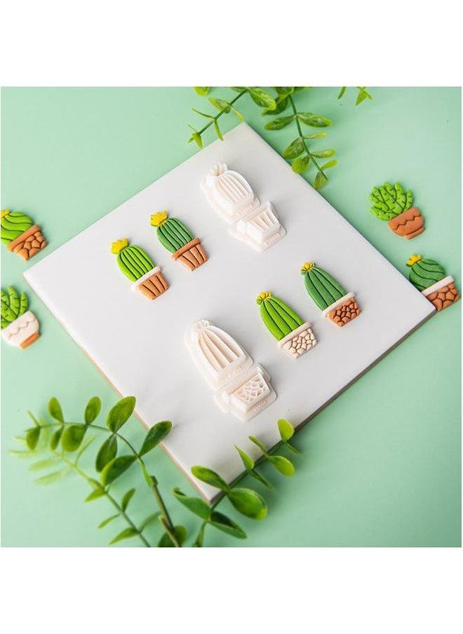 Generic - Fresh Cactus Earrings Soft Pottery Mold Green Plant Jewelry Pendant Ear Hanging Clay Cutting Hand Tool-Color:YT0055-Cactus C - Image 1