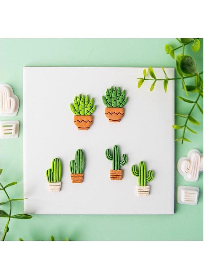 Generic - Fresh Cactus Earrings Soft Pottery Mold Green Plant Jewelry Pendant Ear Hanging Clay Cutting Hand Tool-Color:YT0055-Cactus C - Image 1