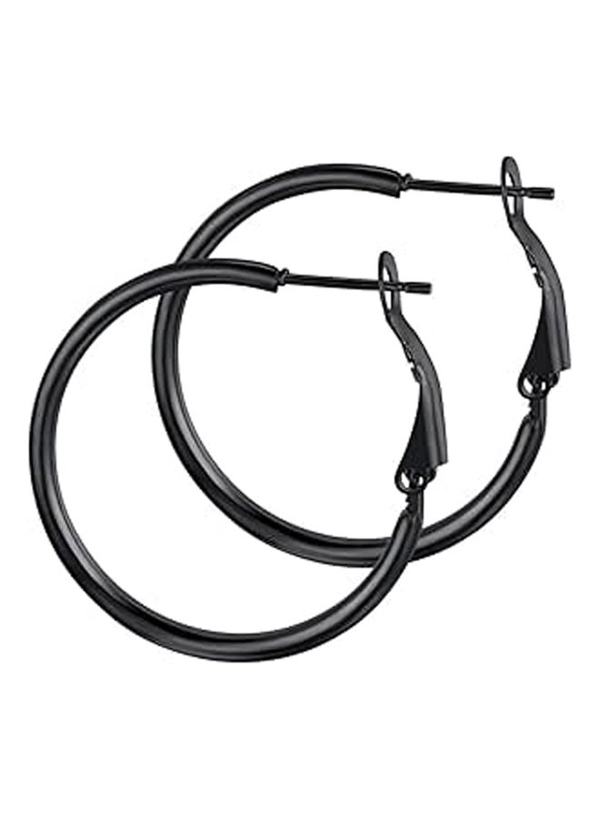 Women's Black Gold Plated Steel Hoop  - Image 1