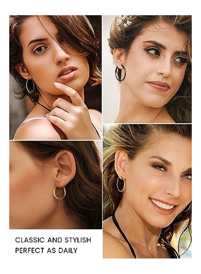 Women's Black Gold Plated Steel Hoop  - Image 3