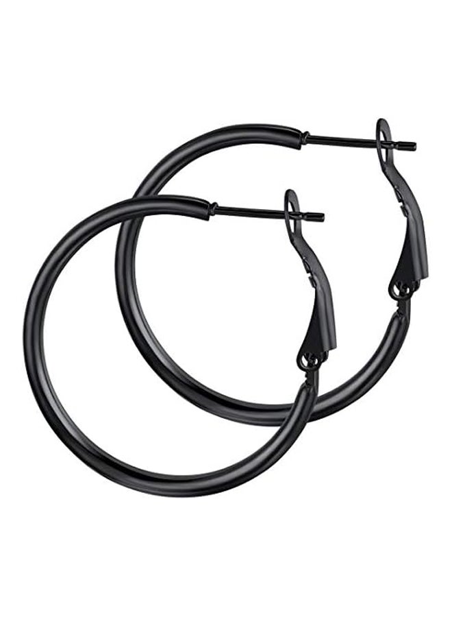Women's Black Gold Plated Steel Hoop  - Image 2