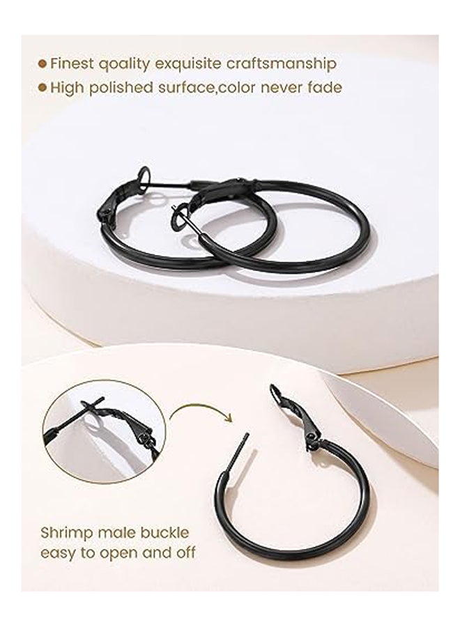Women's Black Gold Plated Steel Hoop  - Image 4