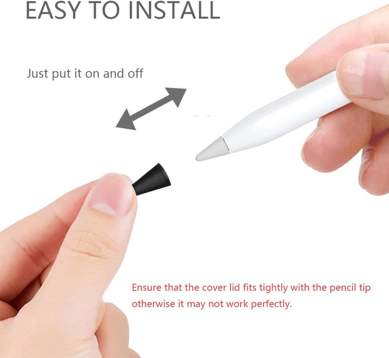 SIXFU 30 PCS Paper Feel Silence Covers for Apple Pencil Tips, Protects Both Tip and iPad Screen, Silicone Design, 30 Black Covers - Image 5