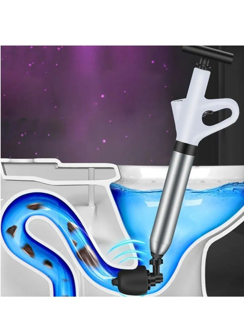 AROAQ Toilet Plunger Stainless Steel Toilet Pipe Dredger Pneumatic  with Real-time Barometer Kitchen Toilet One-click Press Dredging High Pressure Drain Clogged Sewer Tool Set Thickened Wall Cylinder  - Image 2