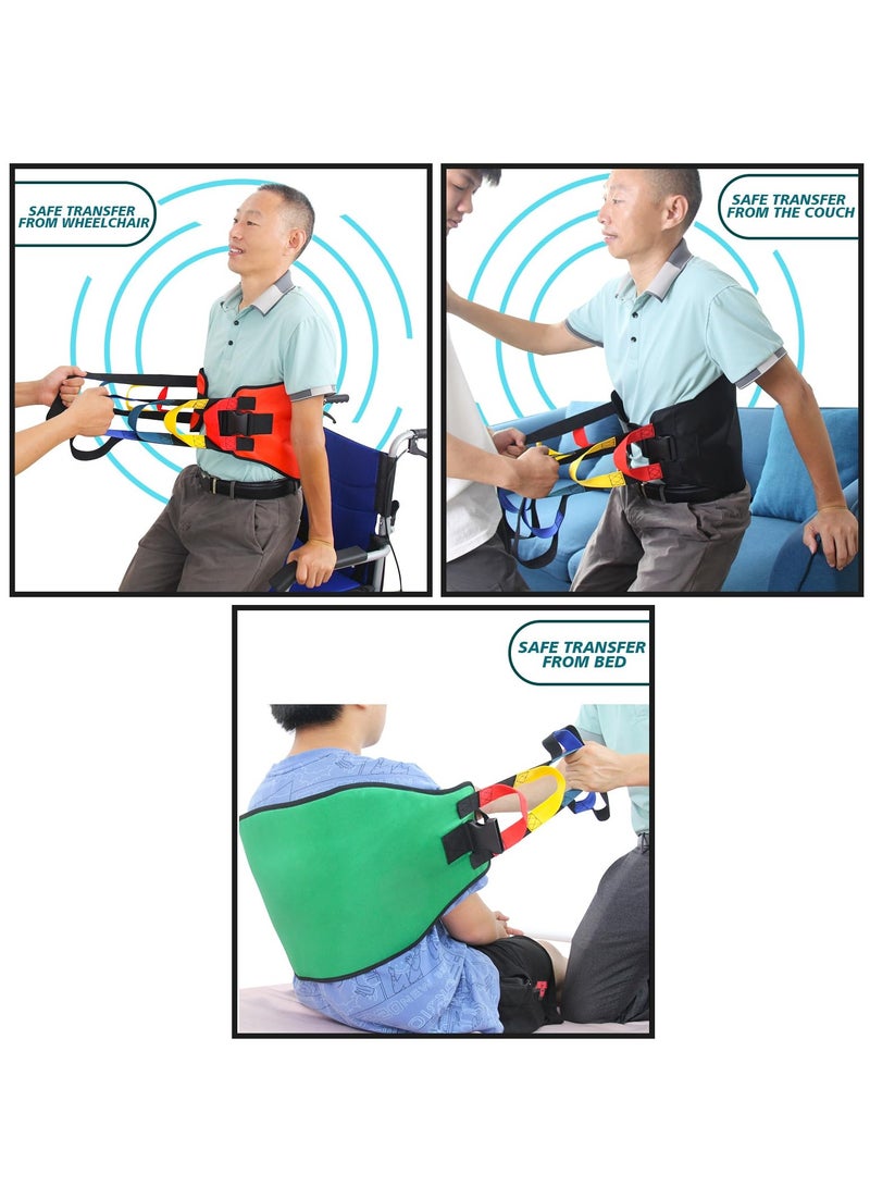 XiuWoo Transfer Sling Gait Belt for Lifting Seniors, Transfer Belt with Widened Back Curve Design, Transfer Boards for Bedridden Patient, Bed Assist Handle, Back Lift Belt for Patient Care, Black - Image 3