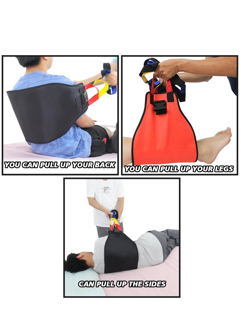 XiuWoo Transfer Sling Gait Belt for Lifting Seniors, Transfer Belt with Widened Back Curve Design, Transfer Boards for Bedridden Patient, Bed Assist Handle, Back Lift Belt for Patient Care, Black - Image 2