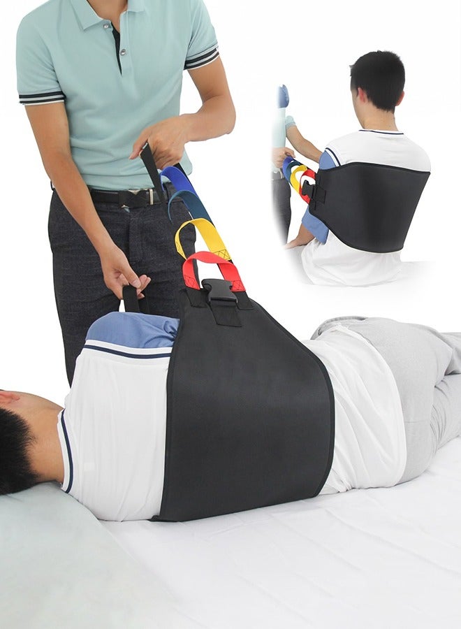 XiuWoo Transfer Sling Gait Belt for Lifting Seniors, Transfer Belt with Widened Back Curve Design, Transfer Boards for Bedridden Patient, Bed Assist Handle, Back Lift Belt for Patient Care, Black - Image 1
