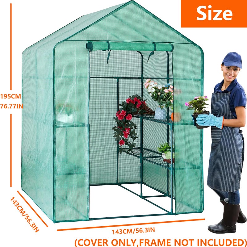 TENTOPMIC Greenhouse Replacement Cover, 56Ã—56Ã—76 Inch PE Walk-in Greenhouse Cover for Gardening Plants w/Roll-Up Zipper Door, Waterproof Frost Protection Wind Rain Proof, Easy Assembly (No Frames Include) - Image 2