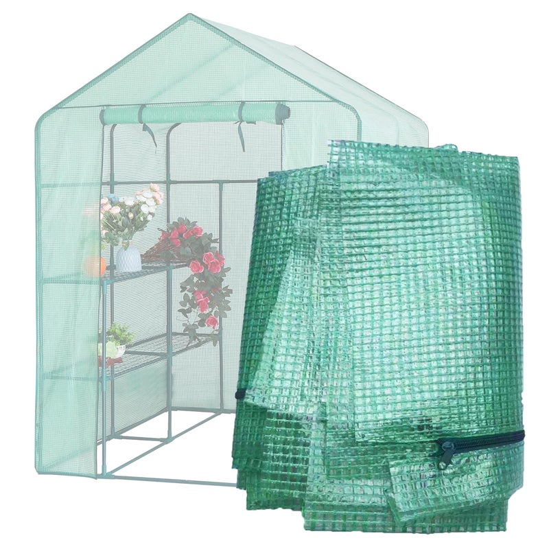 TENTOPMIC Greenhouse Replacement Cover, 56Ã—56Ã—76 Inch PE Walk-in Greenhouse Cover for Gardening Plants w/Roll-Up Zipper Door, Waterproof Frost Protection Wind Rain Proof, Easy Assembly (No Frames Include) - Image 1