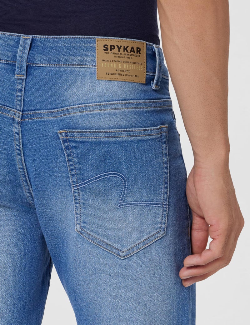 Spykar Men's Ricardo Comfort Fit Mid-Rise Mid Rise Jeans Light Blue, 32 - Image 5
