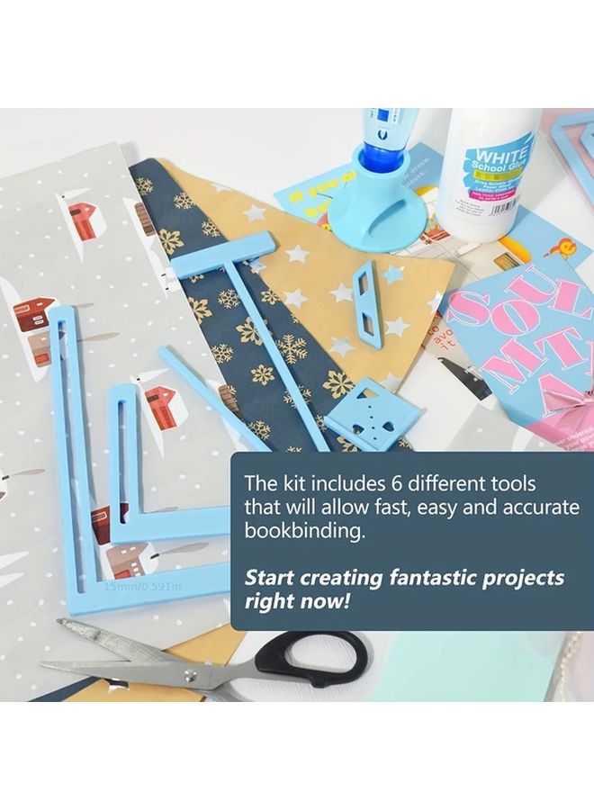 6 Pcs 5mm Plastic Multi Functional Ruler Set With Holes Ice Blue For Journal Scrapbook Notebook Covers Durable Decorative Binding Tool - Image 2