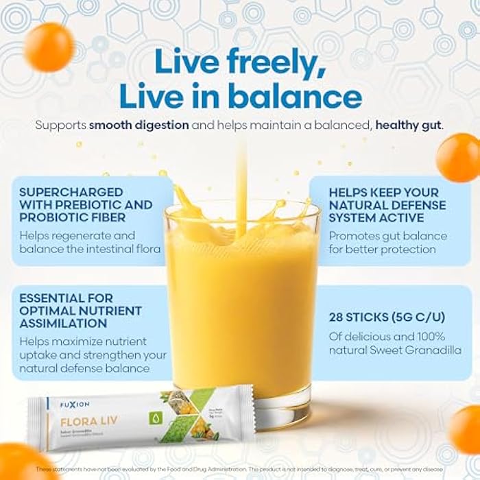 FuXion Flora Liv | Probiotic Drink | Probiotics for Women and for Men | Gut Health | Helps Mantain Balance of the Instestinal Flora | Lactobacillus and Bifidobacterium | Sweet Granadilla Flavor | 28u - Image 3