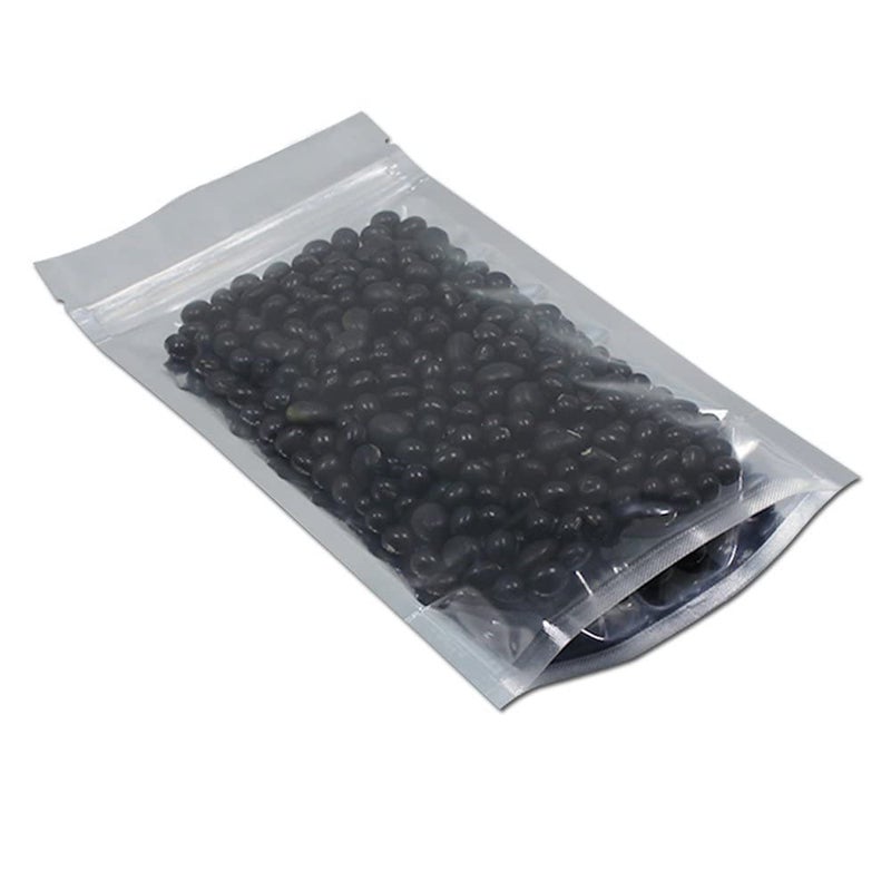 FERENLI 100 Pieces Stand Up Clear Front Zipper Lock Resealable Aluminum Mylar Foil Plastic Packaging Bag for Zip Heat Seal Package Lock with Tear Notch Long Term Food Storage 3.5x5.5 inch - Image 4