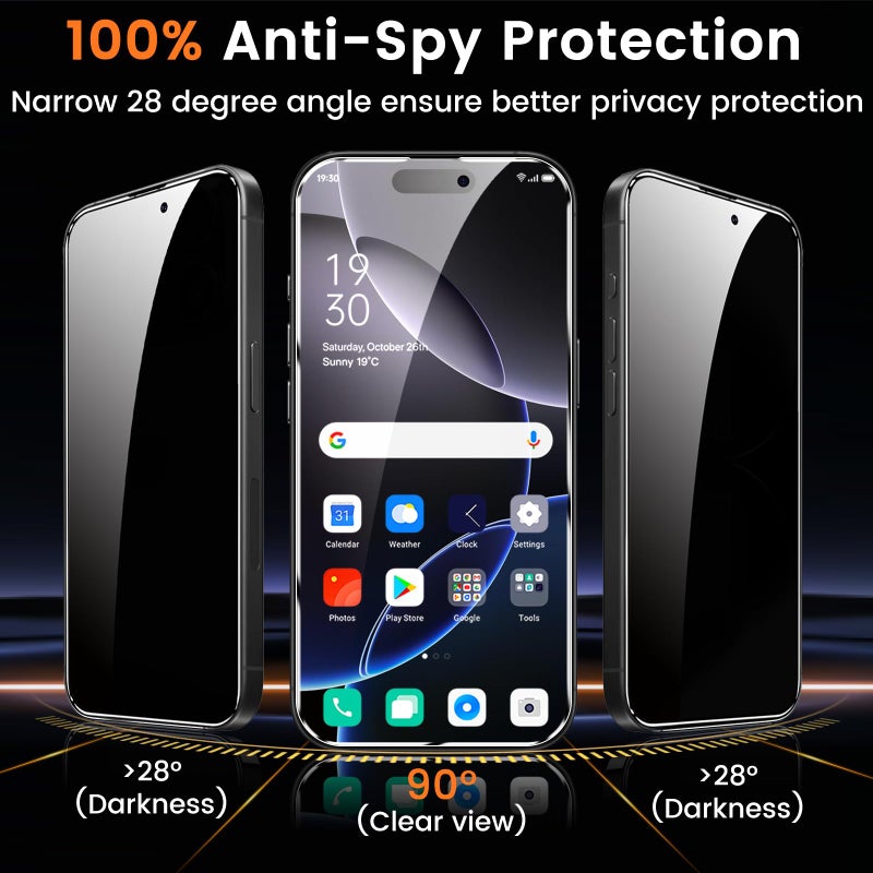 Lesakit 4+4 Pack Privacy Screen Protector for iPhone 16 Pro 6.3-Inch with 4 Pack Camera Lens Protector, Anti Spy Tempered Glass Film 9H Hardness Case Friendly - Image 3