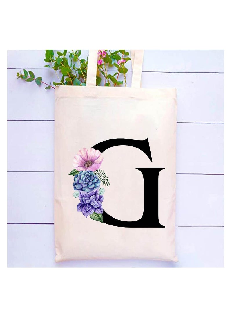 برينت شوب فور مي حقيبة حمل قطنية من القماش بأحرف أولية، وحقيبة مستحضرات تجميل، وكوب سفر من الفولاذ المقاوم للصدأ - مجموعة أنيقة مكونة من 3 مجموعات كومبو للفتيات - هدية لحفلات الزفاف - هدايا للفتيات - هدية للأصدقاء - Image 2