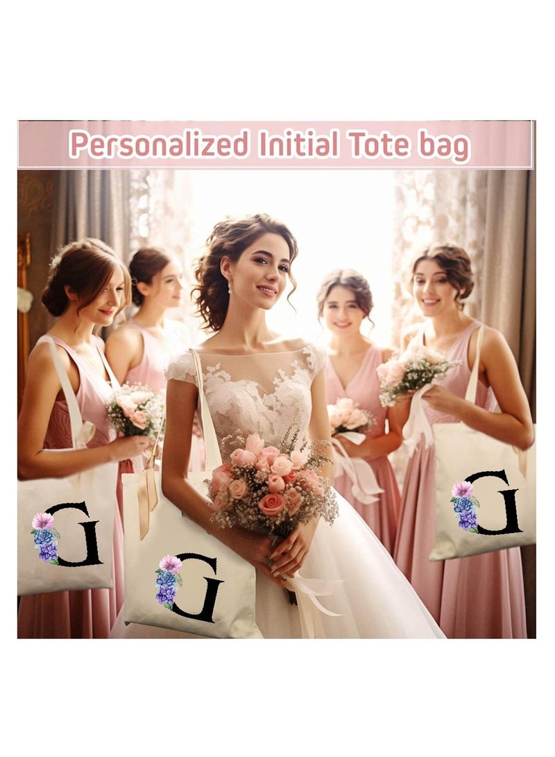 برينت شوب فور مي حقيبة حمل قطنية من القماش بأحرف أولية، وحقيبة مستحضرات تجميل، وكوب سفر من الفولاذ المقاوم للصدأ - مجموعة أنيقة مكونة من 3 مجموعات كومبو للفتيات - هدية لحفلات الزفاف - هدايا للفتيات - هدية للأصدقاء - Image 5
