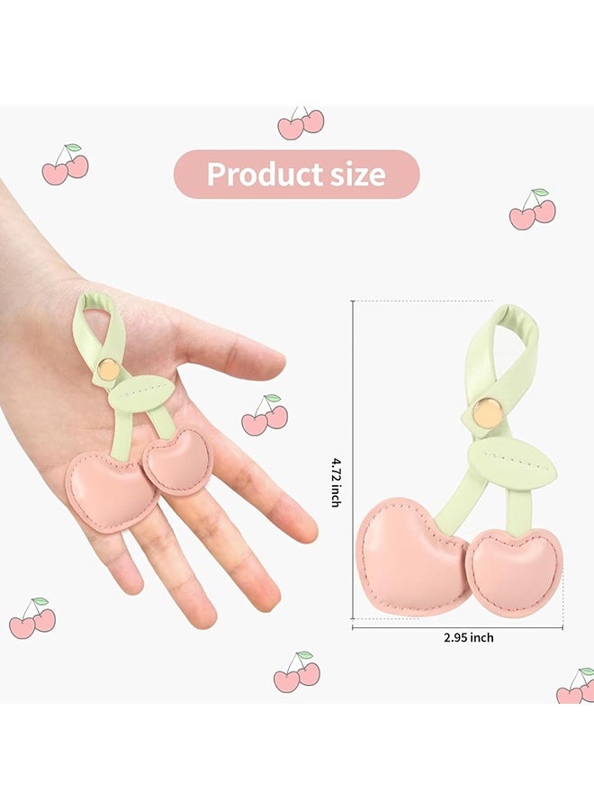 Wffo 2PCS Cherry Bag Charms, PU Cherry Bag Charm for Handbags, Fashion Bag Accessories, Cute Keychain Charms for Women - 10cm (3.9in) Cherry Charm for Daily Use & Gifting - Red/Pink - Image 2