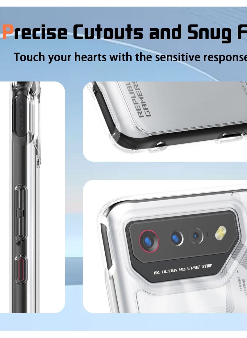 Excefore Transparent Hybrid Case for ASUS ROG Phone 7/7 Ultimate, Clear Hard Back + Soft TPU Bumper, Shockproof Phone Cover - Image 5
