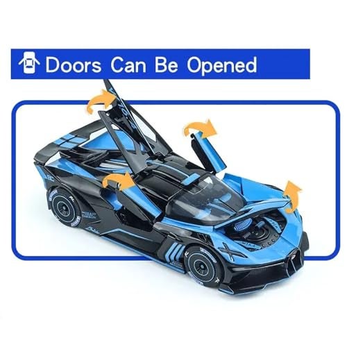 Coelon Metal Pull Back Diecast Car 1:24 Big Bugati Bolide Pull Back Car Model with Sound Light Boys Gifts Toys for Kids,multicolor - Image 5