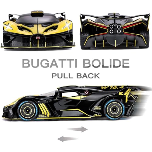 Coelon Metal Pull Back Diecast Car 1:24 Big Bugati Bolide Pull Back Car Model with Sound Light Boys Gifts Toys for Kids,multicolor - Image 4