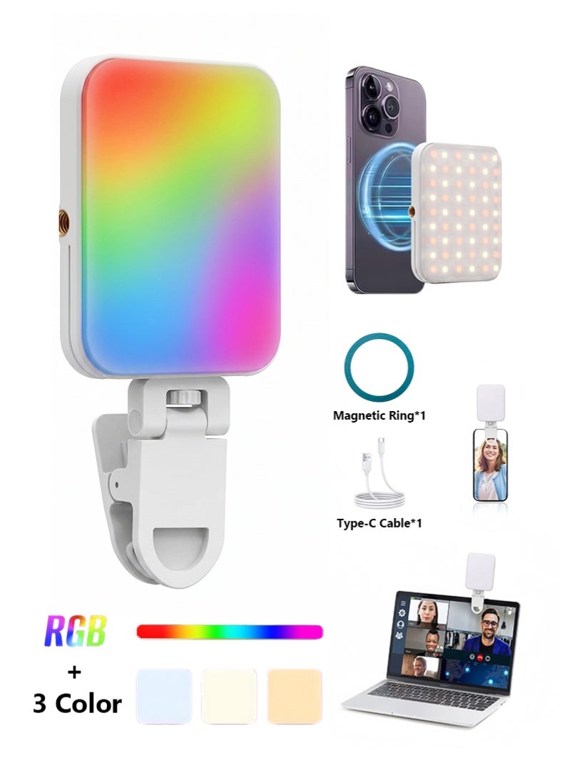 ZAFRA RGB Video Light with Magsafe, Rechargeable Magnetic RGB Photography Light Clip on Phone Laptop,Portable LED Camera Fill Light Panel, Pocket LED Phone Light for Video Conference,TikTok,Youtube, Selfie, Live Streaming - Image 1