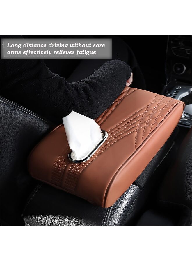 Generic Leather Car Armrest Box Pad with Pocket and Tissue Box,Leather Auto Armrest Cover,Waterproof Car Center Console Cover Pad, Universal Arm Rest Cushion Pads for SUV/Truck/Vehicle(BLACK) - Image 3